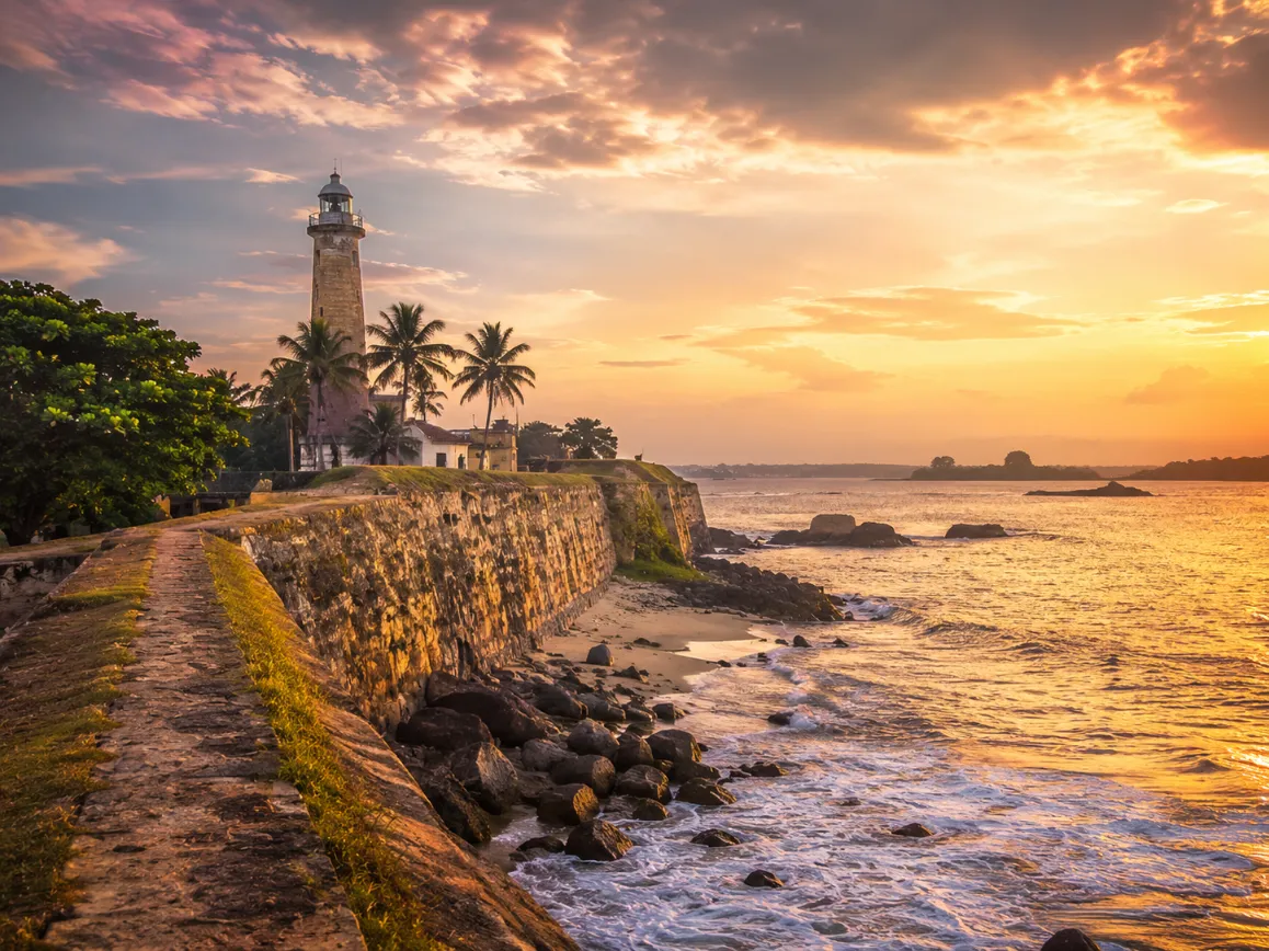Galle Fort lighthouse at dusk, Southern Province of Sri Lanka